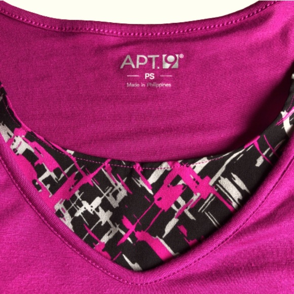NEW APT9 Chiffon Hem Tee Shirt Magenta Small Petite Women’s NWOT - Picture 4 of 16